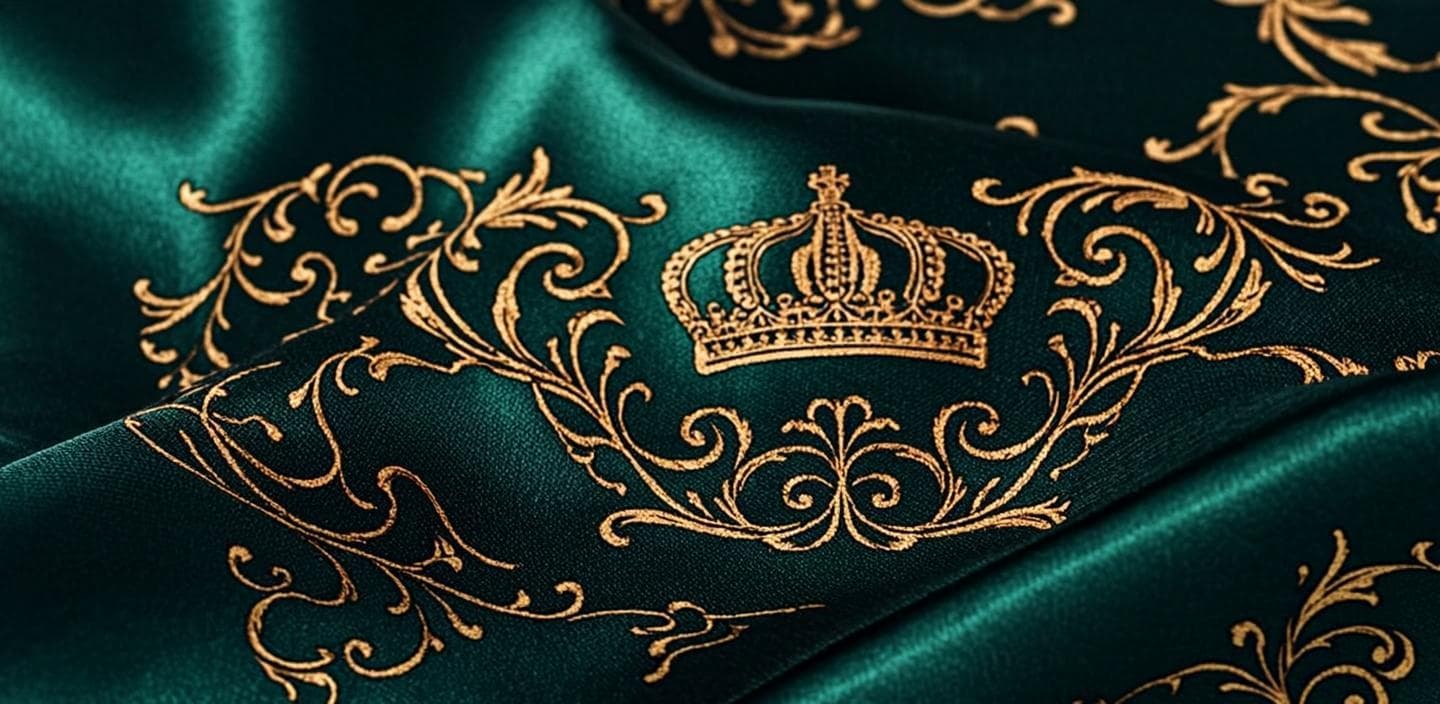 Soie émeraude brodée d’or