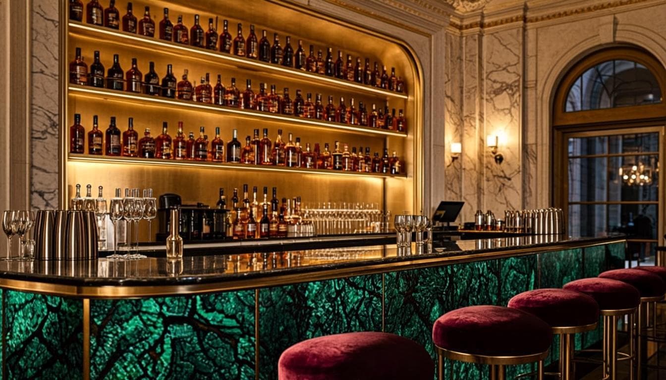 Bar de nuit aux reflets d’or