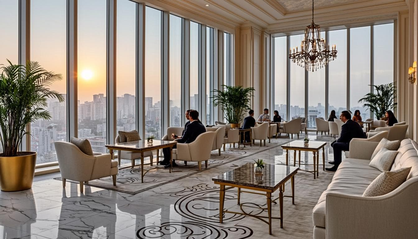 Lounge panoramique à l’aube