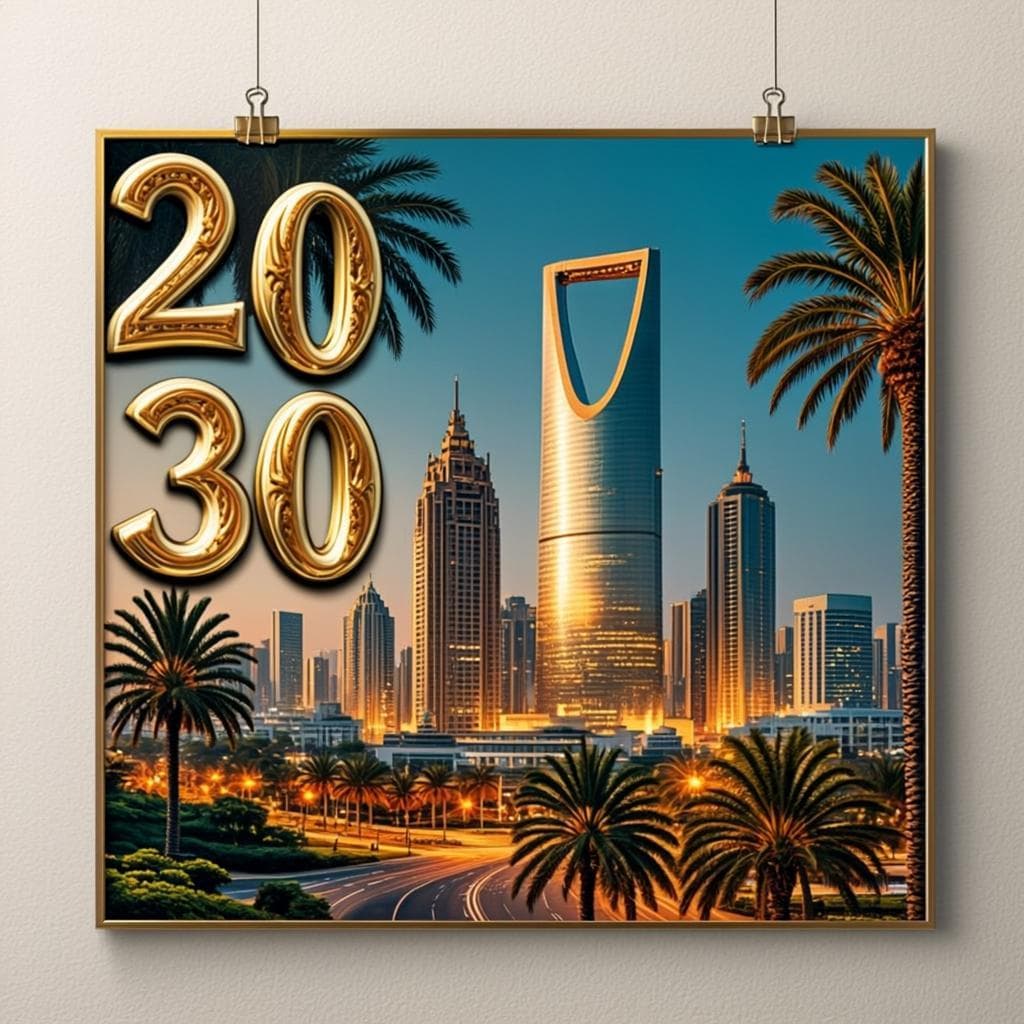 Affiche Skyline Dorée 2030 — Vision 2030